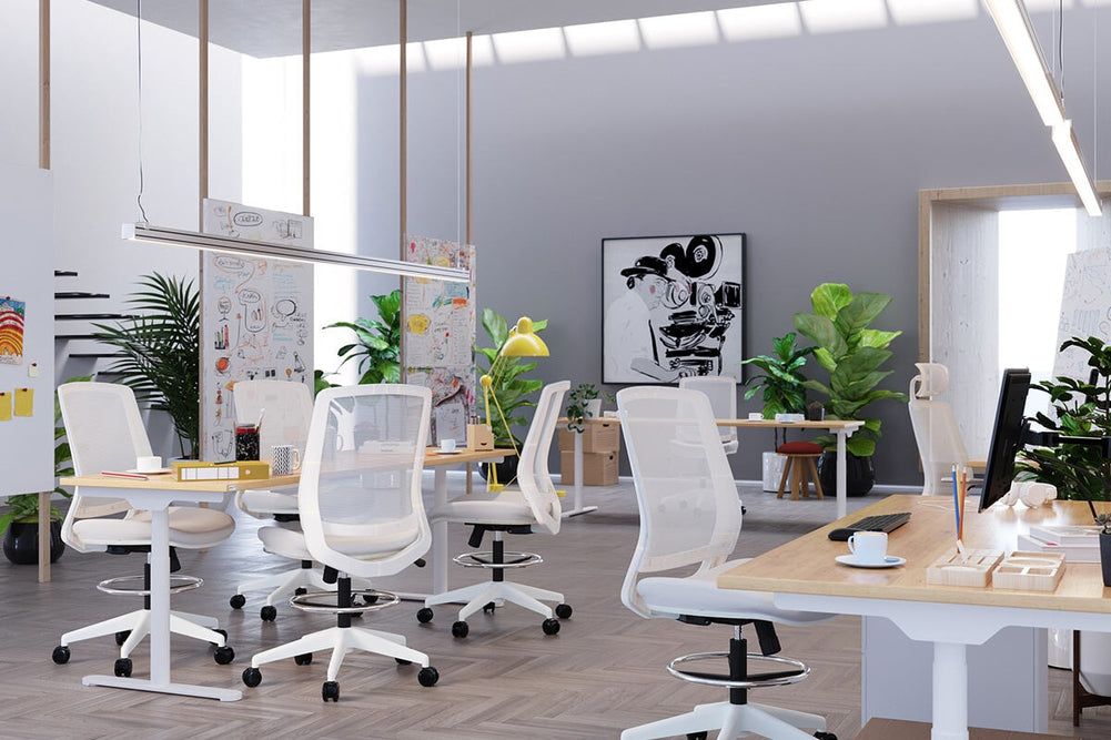 Finch Ergonomic Mesh Drafting Chair-blue height adjustable arms 