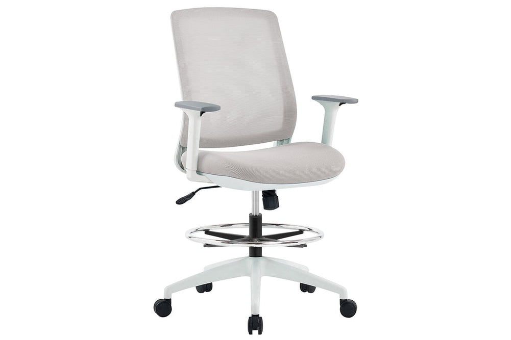 Finch Ergonomic Mesh Drafting Chair-light grey height adjustable arms 