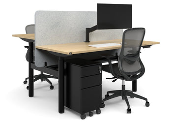 Flexi Height Adjustable 2 Person H-Bench Workstation - Black Frame [1600L x 700W] Jasonl 