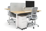 Flexi Height Adjustable 2 Person H-Bench Workstation - White Frame [1600L x 700W]