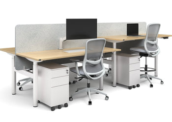 Flexi Height Adjustable 4 Person H-Bench Workstation - White Frame [1200L x 700W] Jasonl 
