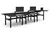 Flexi Height Adjustable 6 Person H-Bench Workstation - Black Frame [1200L x 800W with Cable Scallop] - Thumbnail 13 
