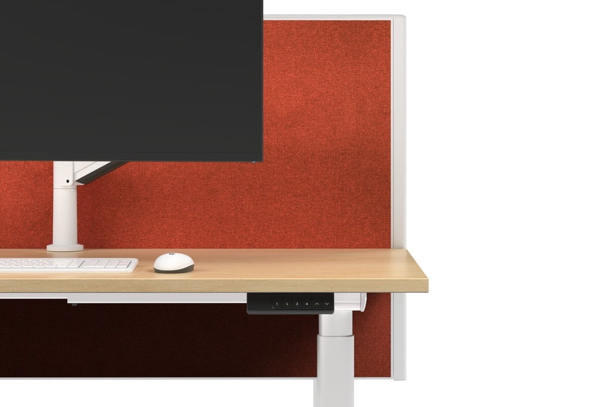 Flexi Height Adjustable 6 Person H-Bench Workstation - White Frame [1200L x 700W]-white orange squash (820H x 1200W) none