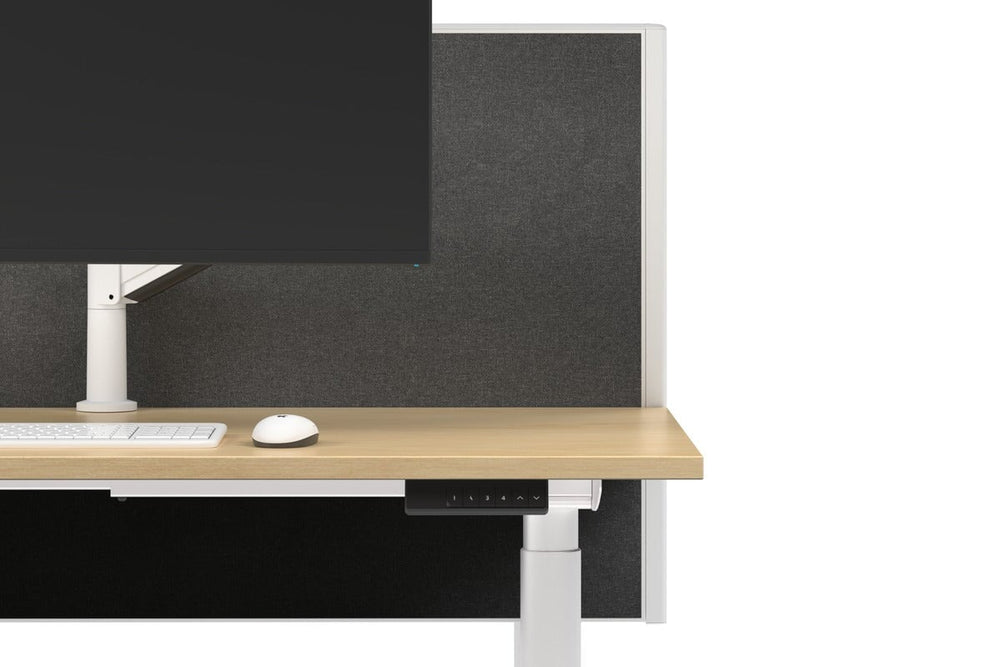 Flexi Height Adjustable 6 Person H-Bench Workstation - White Frame [1200L x 700W]-white moody charchoal (820H x 1200W) none