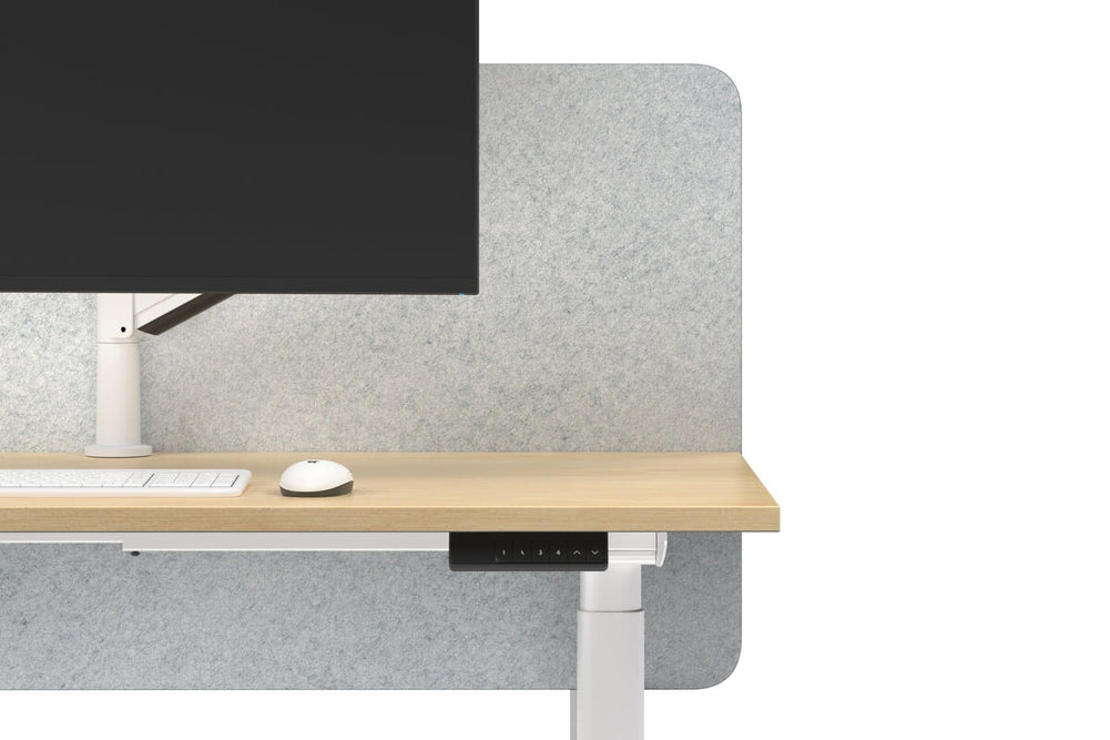 Flexi Height Adjustable 6 Person H-Bench Workstation - White Frame [1800L x 700W]-white light grey acoustic panel (820H x 1600W) none