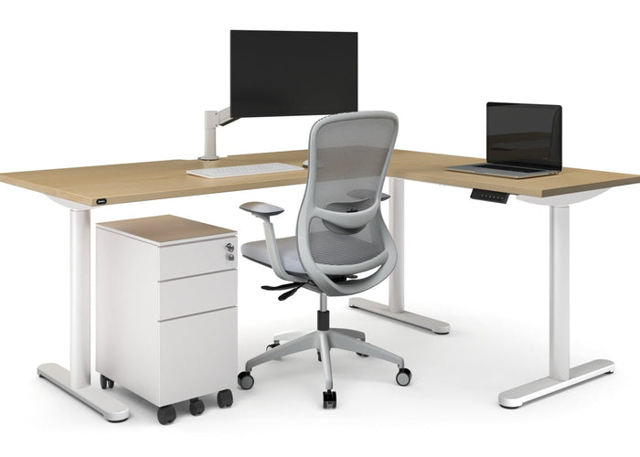 Flexi Height Adjustable Corner Workstation [1400L x 1550W with Cable Scallop] Jasonl 