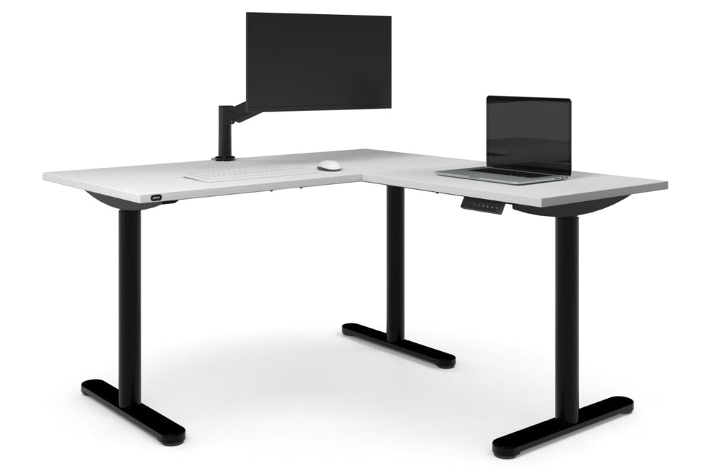 Flexi Height Adjustable Corner Workstation [1400L x 1700W]-black leg white 