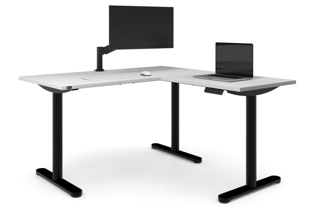 Flexi Height Adjustable Corner Workstation [1400L x 1700W]-black leg white 