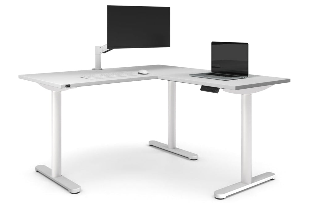 Flexi Height Adjustable Corner Workstation [1400L x 1700W]-white leg white 