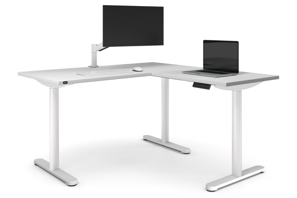 Flexi Height Adjustable Corner Workstation [1400L x 1700W]-white leg white 