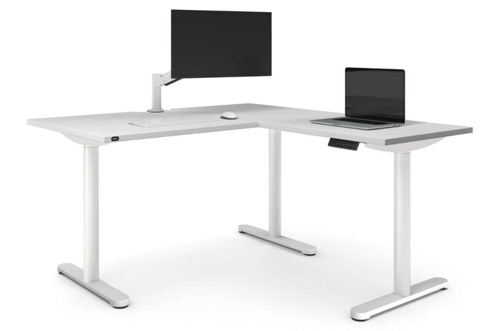 Flexi Height Adjustable Corner Workstation [1400L x 1800W with Cable Scallop]-white leg white 