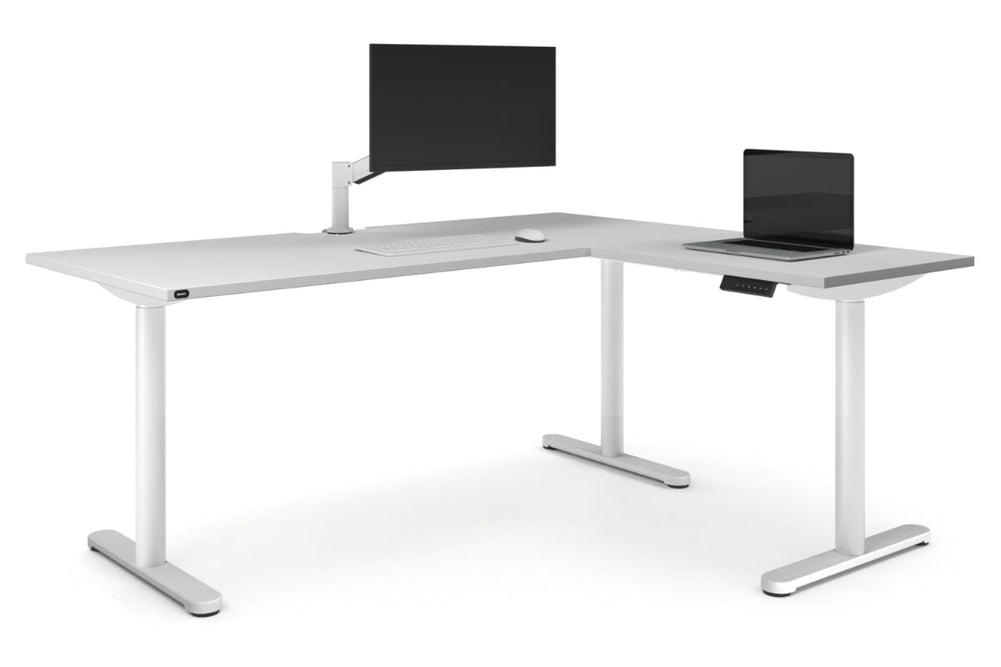 Flexi Height Adjustable Corner Workstation [1600L x 1800W with Cable Scallop]-white leg white 