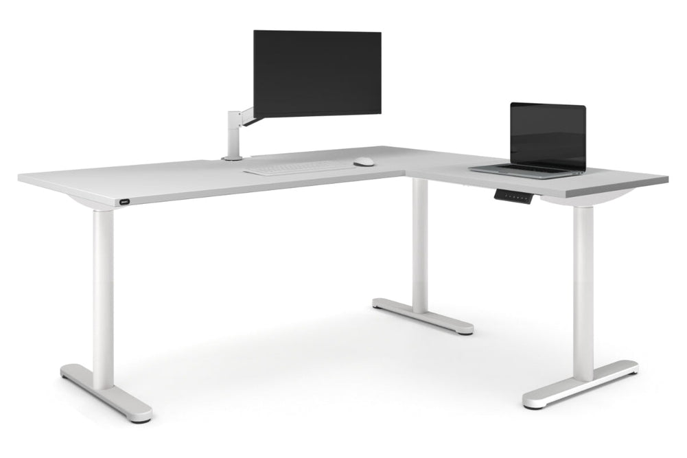 Flexi Height Adjustable Corner Workstation [1800L x 1450W]-white leg white 