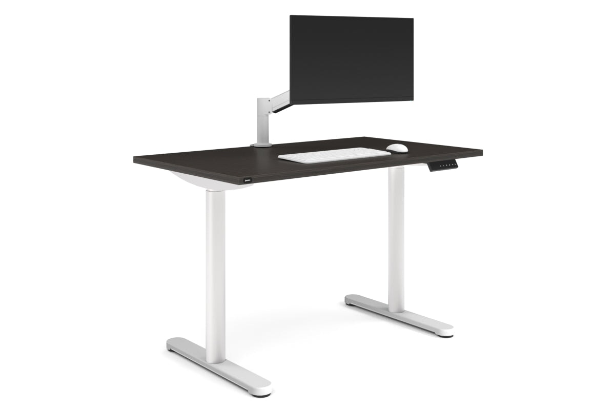 Flexi Height Adjustable Single Workstation [1200L x 700W]-white leg dark oak none