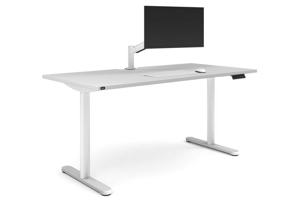 Flexi Height Adjustable Single Workstation [1600L x 800W with Cable Scallop]-white leg white none