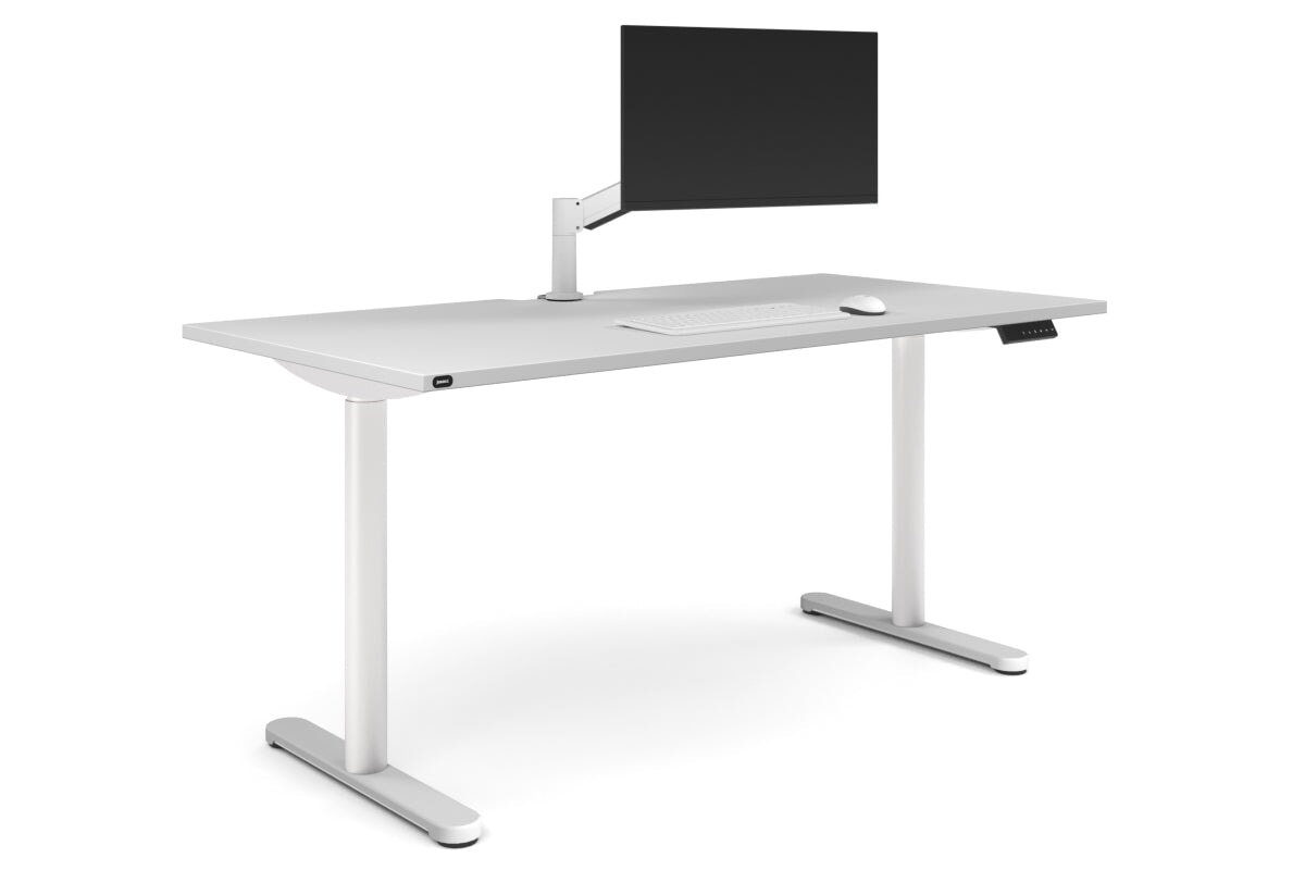 Flexi Height Adjustable Single Workstation [1600L x 800W with Cable Scallop]-white leg white none
