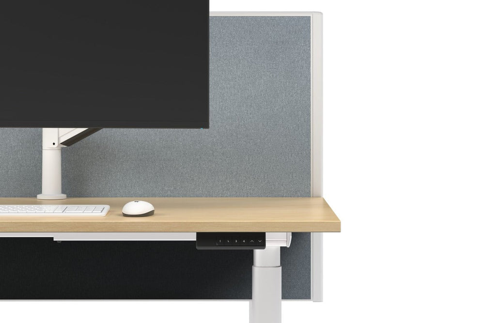 Flexi Height Adjustable 6 Person H-Bench Workstation - White Frame [1200L x 700W]-white cool grey (820H x 1200W) none