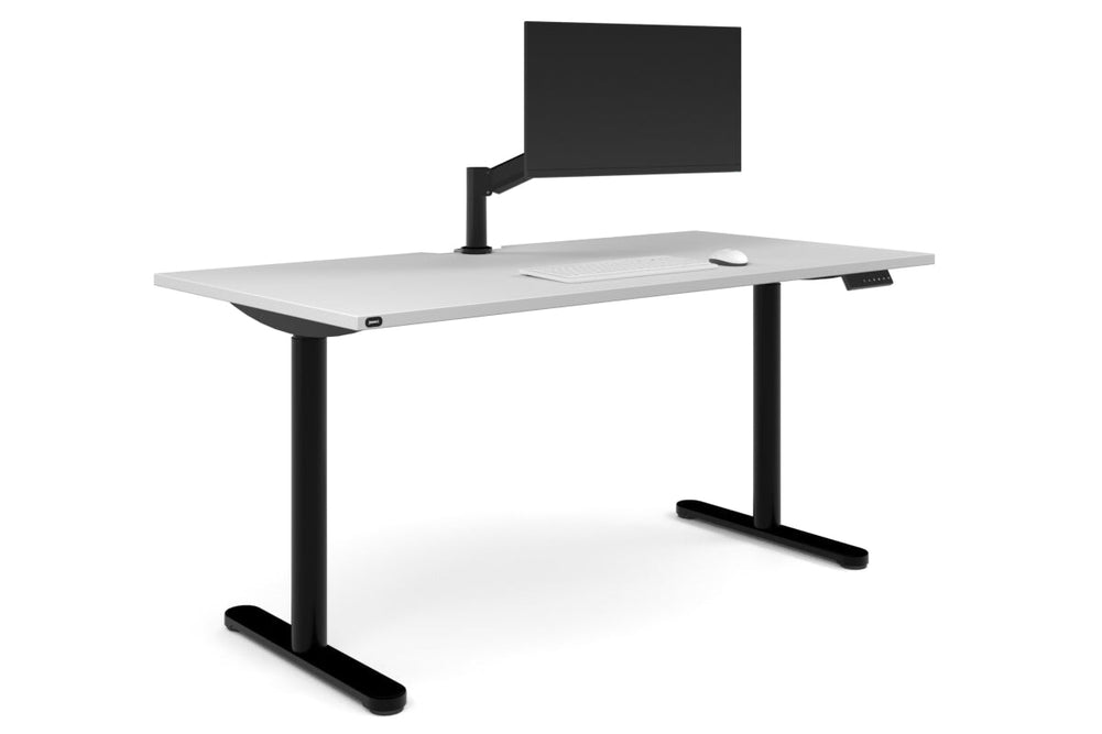 Flexi Height Adjustable Single Workstation [1800L x 800W with Cable Scallop]-black leg white none