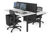 Flexi Premium Height Adjustable 2 Person H-Bench Workstation - Black Frame [1400L x 800W with Cable Scallop] - Thumbnail 16 