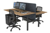 Flexi Premium Height Adjustable 2 Person H-Bench Workstation - Black Frame [1400L x 800W with Cable Scallop] - Thumbnail 75 