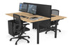 Flexi Premium Height Adjustable 2 Person H-Bench Workstation - Black Frame [1400L x 800W with Cable Scallop] - Thumbnail 30 