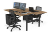 Flexi Premium Height Adjustable 2 Person H-Bench Workstation - Black Frame [1400L x 800W with Cable Scallop] - Thumbnail 32 