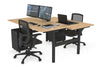 Flexi Premium Height Adjustable 2 Person H-Bench Workstation - Black Frame [1400L x 800W with Cable Scallop] - Thumbnail 18 