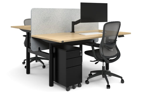 Flexi Premium Height Adjustable 2 Person H-Bench Workstation - Black Frame [1800L x 700W] Jasonl 