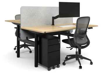 Flexi Premium Height Adjustable 2 Person H-Bench Workstation - Black Frame [1800L x 800W with Cable Scallop] Jasonl 