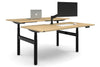 Flexi Premium Height Adjustable 2 Person H-Bench Workstation - Black Frame [1800L x 800W with Cable Scallop] - Thumbnail 6 