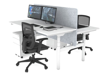 Flexi Premium Height Adjustable 2 Person H-Bench Workstation - White Frame [1200L x 700W] Jasonl white light grey acoustic panel (820H x 1200W) none