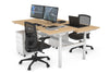 Flexi Premium Height Adjustable 2 Person H-Bench Workstation - White Frame [1400L x 700W] - Thumbnail 20 
