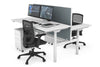Flexi Premium Height Adjustable 2 Person H-Bench Workstation - White Frame [1400L x 700W] - Thumbnail 16 