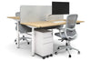 Flexi Premium Height Adjustable 2 Person H-Bench Workstation - White Frame [1200L x 700W] - Thumbnail 1 