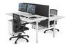 Flexi Premium Height Adjustable 2 Person H-Bench Workstation - White Frame [1400L x 800W with Cable Scallop] - Thumbnail 17 