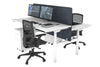 Flexi Premium Height Adjustable 2 Person H-Bench Workstation - White Frame [1600L x 700W] - Thumbnail 9 