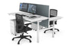 Flexi Premium Height Adjustable 2 Person H-Bench Workstation - White Frame [1600L x 700W] - Thumbnail 20 