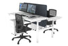 Flexi Premium Height Adjustable 2 Person H-Bench Workstation - White Frame [1800L x 700W] - Thumbnail 9 
