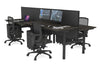 Flexi Premium Height Adjustable 4 Person H-Bench Workstation - Black Frame [1200L x 700W] - Thumbnail 81 