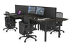 Flexi Premium Height Adjustable 4 Person H-Bench Workstation - Black Frame [1400L x 700W] - Thumbnail 58 