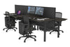 Flexi Premium Height Adjustable 4 Person H-Bench Workstation - Black Frame [1400L x 700W] - Thumbnail 59 