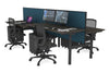 Flexi Premium Height Adjustable 4 Person H-Bench Workstation - Black Frame [1400L x 700W] - Thumbnail 54 