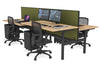 Flexi Premium Height Adjustable 4 Person H-Bench Workstation - Black Frame [1400L x 800W with Cable Scallop] - Thumbnail 25 