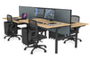 Flexi Premium Height Adjustable 4 Person H-Bench Workstation - Black Frame [1400L x 800W with Cable Scallop] - Thumbnail 28 
