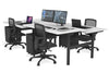 Flexi Premium Height Adjustable 4 Person H-Bench Workstation - Black Frame [1400L x 800W with Cable Scallop] - Thumbnail 1 