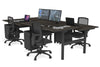 Flexi Premium Height Adjustable 4 Person H-Bench Workstation - Black Frame [1400L x 800W with Cable Scallop] - Thumbnail 46 