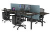 Flexi Premium Height Adjustable 4 Person H-Bench Workstation - Black Frame [1400L x 800W with Cable Scallop] - Thumbnail 83 