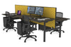 Flexi Premium Height Adjustable 4 Person H-Bench Workstation - Black Frame [1400L x 800W with Cable Scallop] - Thumbnail 50 