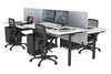 Flexi Premium Height Adjustable 4 Person H-Bench Workstation - Black Frame [1400L x 800W with Cable Scallop] - Thumbnail 60 