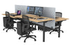 Flexi Premium Height Adjustable 4 Person H-Bench Workstation - Black Frame [1400L x 800W with Cable Scallop] - Thumbnail 67 